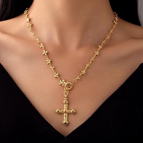GZQ Gold Chain Cross Necklace for Women Non Tarnish Pendant Dainty Jewlery Gifts for Men(N55) in Kuwait