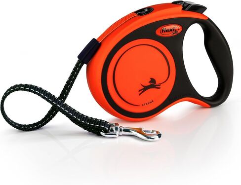FLEXI New Classic Tape Retractable Dog Leash for Large Dogs Upto 143 lbs. – 16 ft., Orange/Black |Tangle Free Pet Walking Leash with One-Handed Brake, Pause, Lock |German Quality Product in Kuwait
