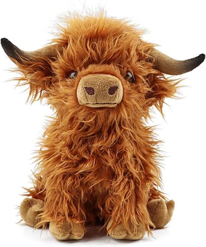 Cute Highland Cows Stuffed Animals,10.5 inches Two Color Realistic Cow Plush Toy,Animals Cattle Plush Farm Toy,Farm Plushie Christmas Birthday Present for Boys Girls Kids Grandchildren (Cute Black) in Saudi Arabia