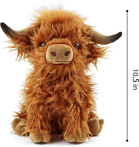 Cute Highland Cows Stuffed Animals,10.5 inches Two Color Realistic Cow Plush Toy,Animals Cattle Plush Farm Toy,Farm Plushie Christmas Birthday Present for Boys Girls Kids Grandchildren (Cute Black) in Saudi Arabia