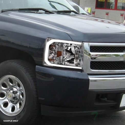 7422451949975 Compatible With 2007-2013 Chevy Silverado 1500/2007-2014 2500 3500 HD Switchback Sequential LED Strip Bar Black Housing Headlights With Amber Reflector in Kuwait
