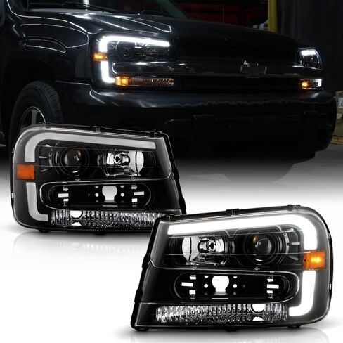 Acanii - للفترة 2002-2009 Chevy Trailblazer مع عرض كامل عرض مصابيح LED أسود مصابيح الأمامية الأمامية اليسار+اليمين in Saudi Arabia