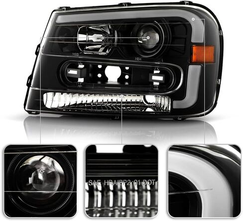 Acanii - للفترة 2002-2009 Chevy Trailblazer مع عرض كامل عرض مصابيح LED أسود مصابيح الأمامية الأمامية اليسار+اليمين in Saudi Arabia