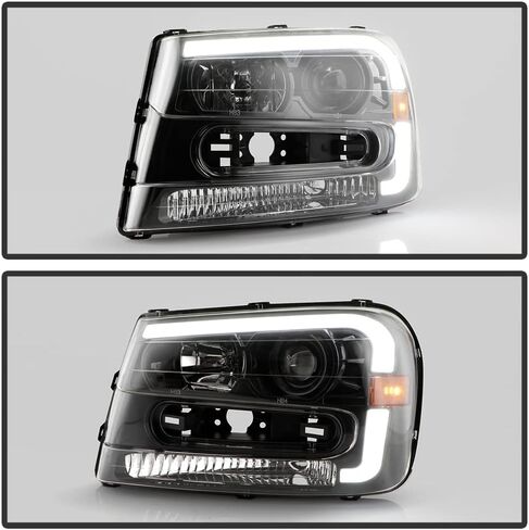 Acanii - للفترة 2002-2009 Chevy Trailblazer مع عرض كامل عرض مصابيح LED أسود مصابيح الأمامية الأمامية اليسار+اليمين in Saudi Arabia