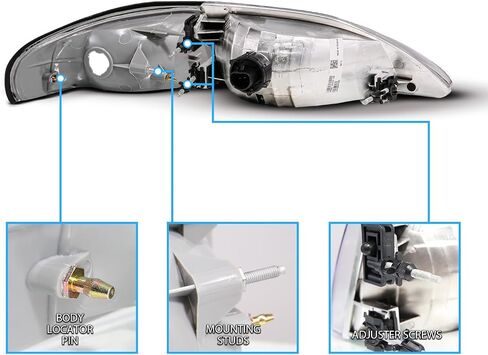 Amerilite for 1994-1998 Ford Mustang Gun-Mun-Metal Prescips Corner Corner Turn Set-Side Prastenger and Driver Side in Kuwait