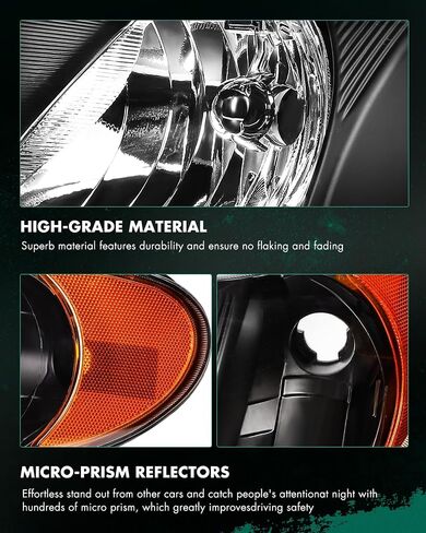 SCITOO Headlights for 2001 2002 for Chrysler Grand Voyager 2001-2007 for Chrysler Town & Country 2001-2007 for Dodge Caravan Pair Headlight Assembly Black Housing Amber Reflector CH2502129 in Saudi Arabia