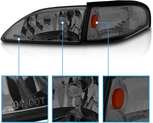 Amerilite for 1994-1998 Ford Mustang Gun-Mun-Metal Prescips Corner Corner Turn Set-Side Prastenger and Driver Side in Kuwait
