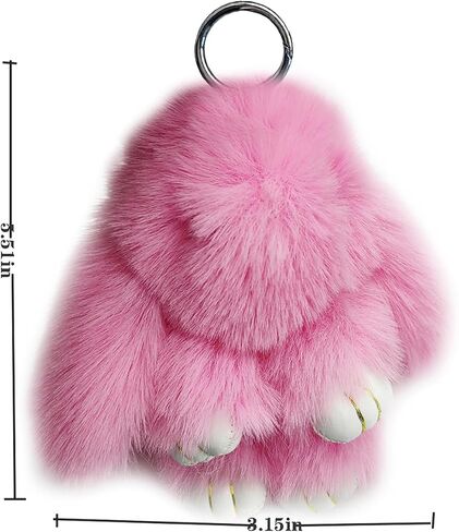 Bunny Keychain Soft Cute Faux Fur Rabbit Fur Keyring Car Handbag Pom Pom Pendant in Saudi Arabia