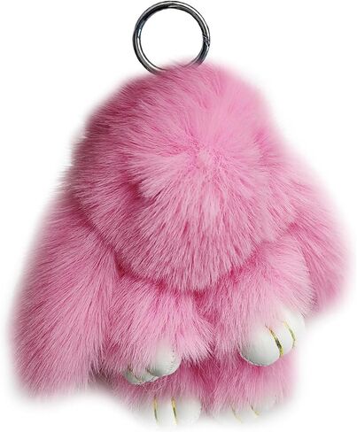 Bunny Keychain Soft Cute Faux Fur Rabbit Fur Keyring Car Handbag Pom Pom Pendant in Saudi Arabia