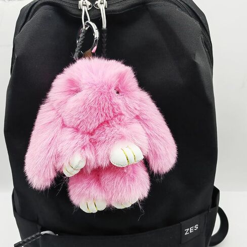 Bunny Keychain Soft Cute Faux Fur Rabbit Fur Keyring Car Handbag Pom Pom Pendant in Saudi Arabia