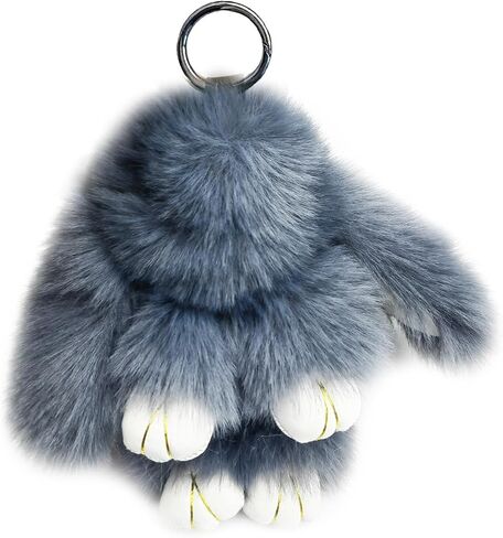Bunny Keychain Soft Cute Faux Fur Rabbit Fur Keyring Car Handbag Pom Pom Pendant in Saudi Arabia