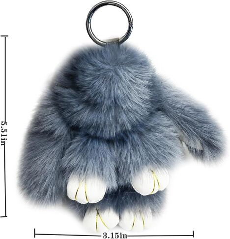 Bunny Keychain Soft Cute Faux Fur Rabbit Fur Keyring Car Handbag Pom Pom Pendant in Saudi Arabia