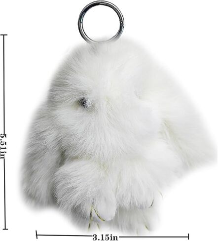 Bunny Keychain Soft Cute Faux Fur Rabbit Fur Keyring Car Handbag Pom Pom Pendant in Saudi Arabia