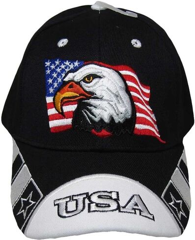 USA Waving Flag Eagle Adjustable Embroidered Baseball Hat Cap in Kuwait