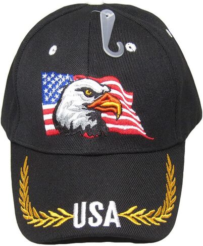 USA Waving Flag Eagle Adjustable Embroidered Baseball Hat Cap in Kuwait