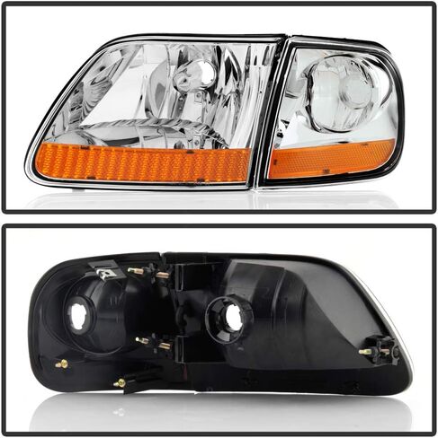ACANII - For 1997-2003 Ford F150 Chrome Housing [Harley Davidson Style] Headlights w/Corner Lamps Assembly Left+Right in Saudi Arabia