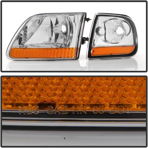 ACANII - For 1997-2003 Ford F150 Chrome Housing [Harley Davidson Style] Headlights w/Corner Lamps Assembly Left+Right in Saudi Arabia