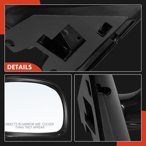 مرآة الباب اليدوي للركاب A-Premium-متوافقة مع Chrysler Town & Country & Dodge Caravan & Plymouth Voyager ، 1996-2000-طي يدوي ، قابلة للطي ، أسود خارجي مرآة خلفية خارجة in Saudi Arabia