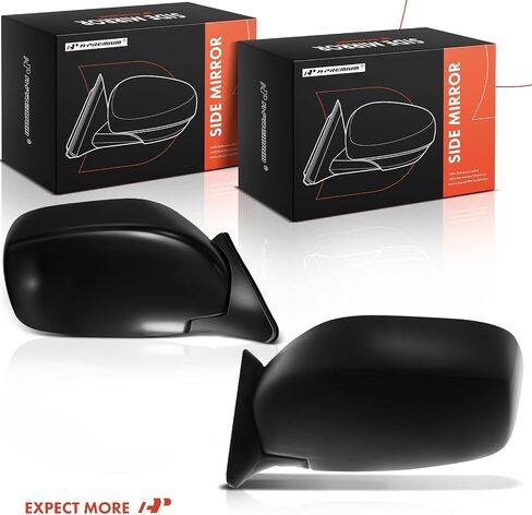 A -Premium Pair (2) سائق ومرآة باب جانبية للركاب - متوافقة مع سلسلة Jeep XJ Cherokee 1997 1998 1999 2000 2001 - اليدوي غير المذرع القابل للطي الأسود الخارجي الخلفي مرآة in Kuwait