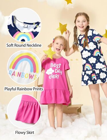 PATPAT Toddler Girls Floral Skater Dress 3-Pack A-Line Short Sleeve Outfits | Floral Print Dresses, 3-Pack Value Set, A-Line Skater Fit, Short Sleeve Design, Soft Fabric, Easy Wear in Kuwait