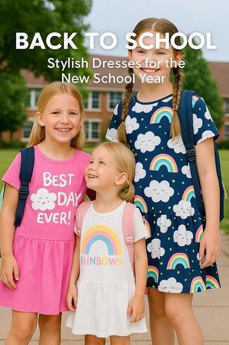 PATPAT Toddler Girls Floral Skater Dress 3-Pack A-Line Short Sleeve Outfits | Floral Print Dresses, 3-Pack Value Set, A-Line Skater Fit, Short Sleeve Design, Soft Fabric, Easy Wear in Kuwait