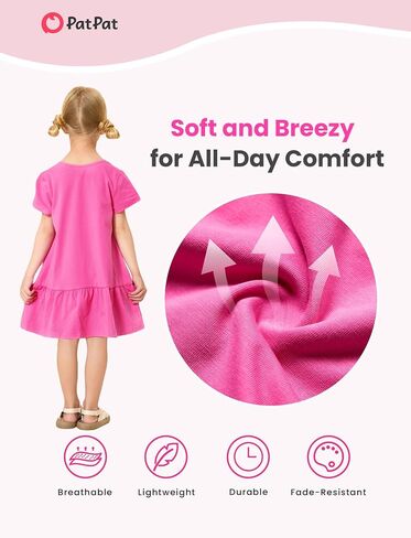 PATPAT Toddler Girls Floral Skater Dress 3-Pack A-Line Short Sleeve Outfits | Floral Print Dresses, 3-Pack Value Set, A-Line Skater Fit, Short Sleeve Design, Soft Fabric, Easy Wear in Kuwait