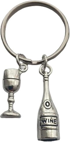 3D Mini Wine Bottle and Wine Glass Keychain, Party Keyring, Simple Cute Jewelry for Red Wine Lover in Saudi Arabia