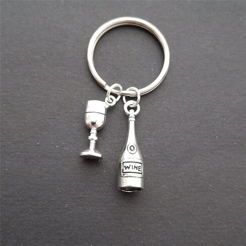 3D Mini Wine Bottle and Wine Glass Keychain, Party Keyring, Simple Cute Jewelry for Red Wine Lover in Saudi Arabia