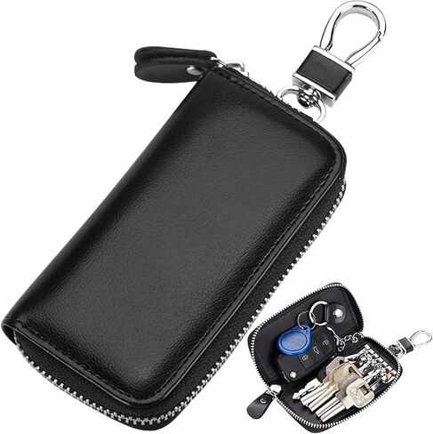 Wesoke Leather Car Key Holder حقيبة حالة أسود مفتاح الأسود ، أكياس Universal Car Key fob للرجال ، in Kuwait