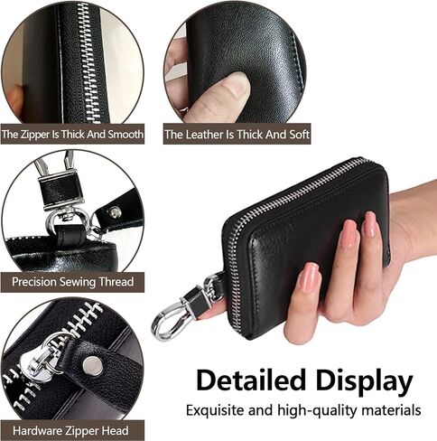 Wesoke Leather Car Key Holder حقيبة حالة أسود مفتاح الأسود ، أكياس Universal Car Key fob للرجال ، in Kuwait