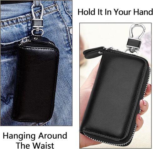 Wesoke Leather Car Key Holder حقيبة حالة أسود مفتاح الأسود ، أكياس Universal Car Key fob للرجال ، in Kuwait