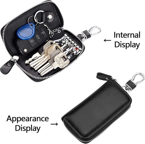 Wesoke Leather Car Key Holder حقيبة حالة أسود مفتاح الأسود ، أكياس Universal Car Key fob للرجال ، in Kuwait