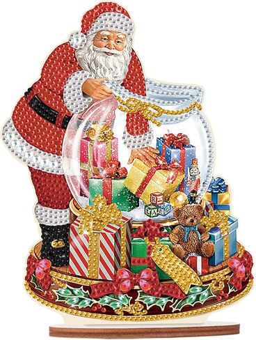 Jishshay Diamond Art Tabletop Decoration DIY عيد الميلاد دايموند الطلاء دائرة مكتب الزخرفة مع شجرة عيد الميلاد سانتا كلوز على شكل كرستال عيد الميلاد الماسي الماس الحلي عيد الميلاد الحلي in Kuwait