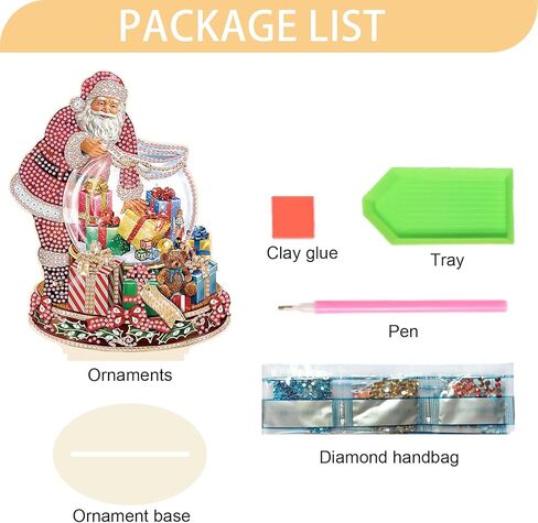 Jishshay Diamond Art Tabletop Decoration DIY عيد الميلاد دايموند الطلاء دائرة مكتب الزخرفة مع شجرة عيد الميلاد سانتا كلوز على شكل كرستال عيد الميلاد الماسي الماس الحلي عيد الميلاد الحلي in Kuwait
