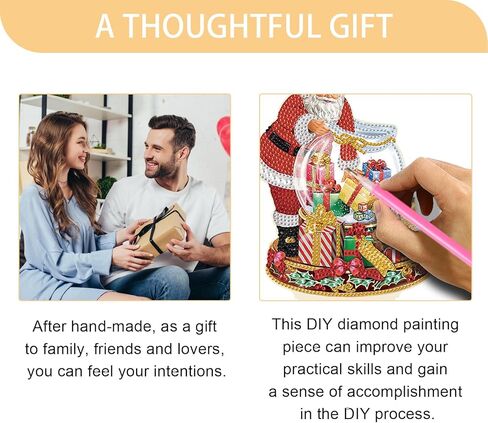 Jishshay Diamond Art Tabletop Decoration DIY عيد الميلاد دايموند الطلاء دائرة مكتب الزخرفة مع شجرة عيد الميلاد سانتا كلوز على شكل كرستال عيد الميلاد الماسي الماس الحلي عيد الميلاد الحلي in Kuwait
