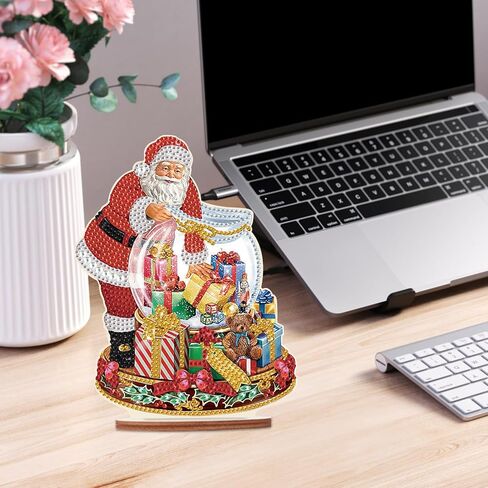 Jishshay Diamond Art Tabletop Decoration DIY عيد الميلاد دايموند الطلاء دائرة مكتب الزخرفة مع شجرة عيد الميلاد سانتا كلوز على شكل كرستال عيد الميلاد الماسي الماس الحلي عيد الميلاد الحلي in Kuwait