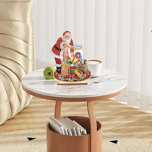 Jishshay Diamond Art Tabletop Decoration DIY عيد الميلاد دايموند الطلاء دائرة مكتب الزخرفة مع شجرة عيد الميلاد سانتا كلوز على شكل كرستال عيد الميلاد الماسي الماس الحلي عيد الميلاد الحلي in Kuwait