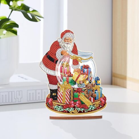 Jishshay Diamond Art Tabletop Decoration DIY عيد الميلاد دايموند الطلاء دائرة مكتب الزخرفة مع شجرة عيد الميلاد سانتا كلوز على شكل كرستال عيد الميلاد الماسي الماس الحلي عيد الميلاد الحلي in Kuwait