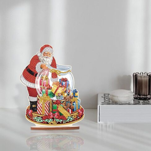 Jishshay Diamond Art Tabletop Decoration DIY عيد الميلاد دايموند الطلاء دائرة مكتب الزخرفة مع شجرة عيد الميلاد سانتا كلوز على شكل كرستال عيد الميلاد الماسي الماس الحلي عيد الميلاد الحلي in Kuwait