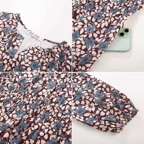 GRACE KARIN Long Sleeve Dress for Women 2026 Spring Wedding Guest Dress Floral Boho A Line Flowy Maxi Dresses with Pockets in Saudi Arabia