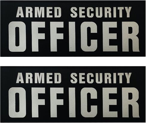Armed Security Officer Reflective Patches, 10 x 4 Inches, Hook and Loop Backing, Black and White, 2-Pack in Saudi Arabia