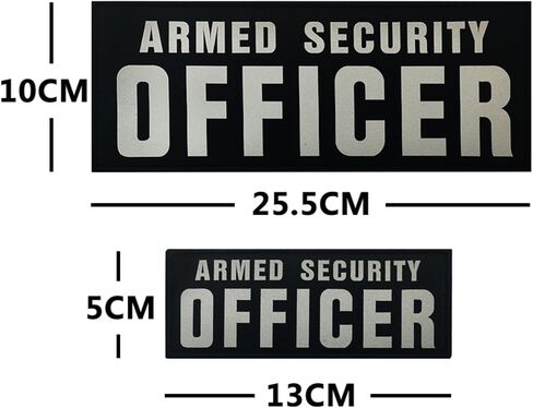 Armed Security Officer Reflective Patches, 10 x 4 Inches, Hook and Loop Backing, Black and White, 2-Pack in Saudi Arabia