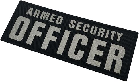 Armed Security Officer Reflective Patches, 10 x 4 Inches, Hook and Loop Backing, Black and White, 2-Pack in Saudi Arabia