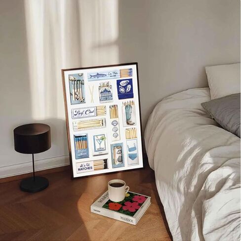 3Pcs Blue Coastal bikini Wall Art Vintage Matchbox Wall Decor Meet Me At The Beach Painting Picture Trendy Southern Girl Preppy Poster Guest Check Canvas Prints for Girls Room Dorm 12x16in Unframed in Saudi Arabia
