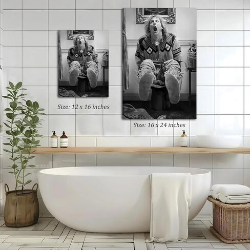 Fwahren Funny Bathroom Canvas Wall Art ، كوميديا مؤطرة بالأبيض والأسود يطبع الأعمال الفنية ، الفكاهة ، ديكور جدار ملصق ، جاهزة للتعليق ، قماش ملفوف 12x16in in Saudi Arabia