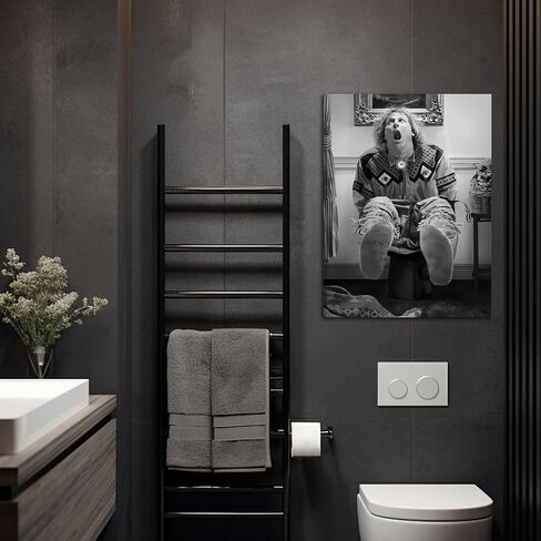 Fwahren Funny Bathroom Canvas Wall Art ، كوميديا مؤطرة بالأبيض والأسود يطبع الأعمال الفنية ، الفكاهة ، ديكور جدار ملصق ، جاهزة للتعليق ، قماش ملفوف 12x16in in Saudi Arabia