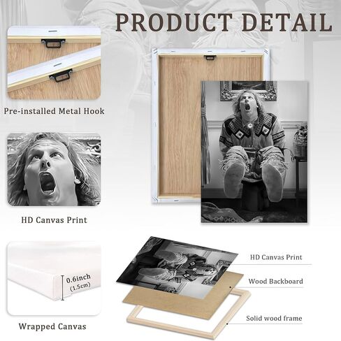 Fwahren Funny Bathroom Canvas Wall Art ، كوميديا مؤطرة بالأبيض والأسود يطبع الأعمال الفنية ، الفكاهة ، ديكور جدار ملصق ، جاهزة للتعليق ، قماش ملفوف 12x16in in Saudi Arabia