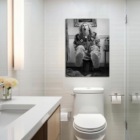 Fwahren Funny Bathroom Canvas Wall Art ، كوميديا مؤطرة بالأبيض والأسود يطبع الأعمال الفنية ، الفكاهة ، ديكور جدار ملصق ، جاهزة للتعليق ، قماش ملفوف 12x16in in Saudi Arabia
