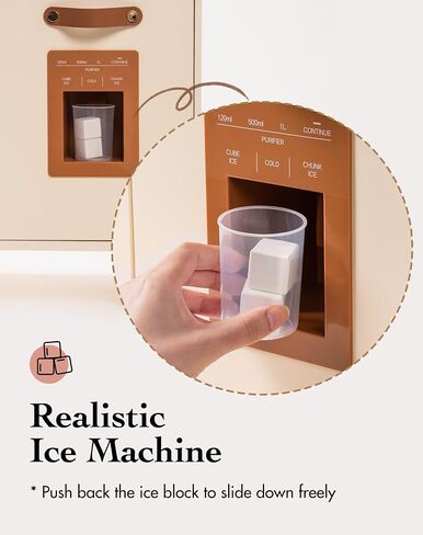 ROBOTIME Play Kitchen with Pretend Ice Cube Dispenser for Kids, Wooden Kids Kitchen Playset, Toy Kitchen Set for Toddler Age 3 4 5 6 (Mocha) in Kuwait
