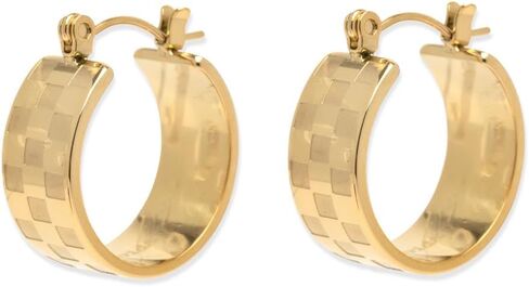 Pura Vida Check Gold or Silver Hoop Earrings Waterproof Clip On Earrings for Women, 1 Pair in Saudi Arabia